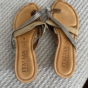 Italian Shoemakers Women's Metallic Multi-Strap Sandals - Gold & Silver